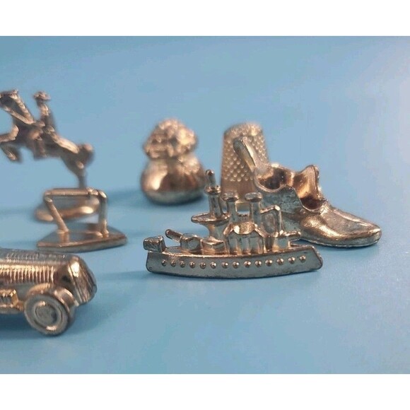 Monopoly Replacement Gold Tone Tokens 12 PcCollectible Metal Board Game Parts - Picture 6 of 6